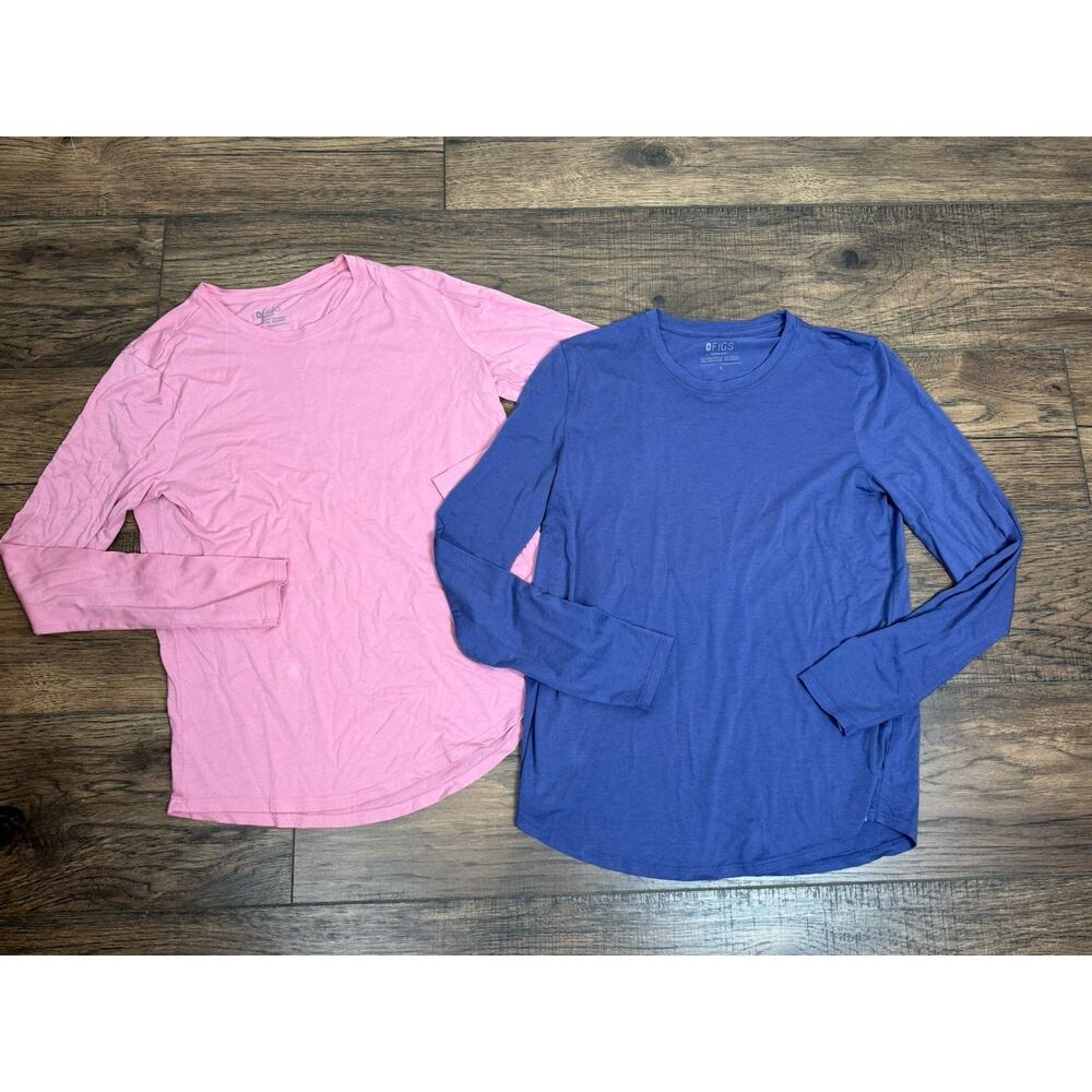 Figs Super Soft Long Sleeve Top Shirt T-shirt Womens Small Set Of 2 Purple Pink